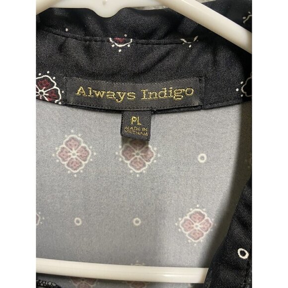 ALWAYS INDIGO Women’s Black  Long Sleeve  Sz PL Buttoned Up Elastic Waist Dress - Picture 3 of 8